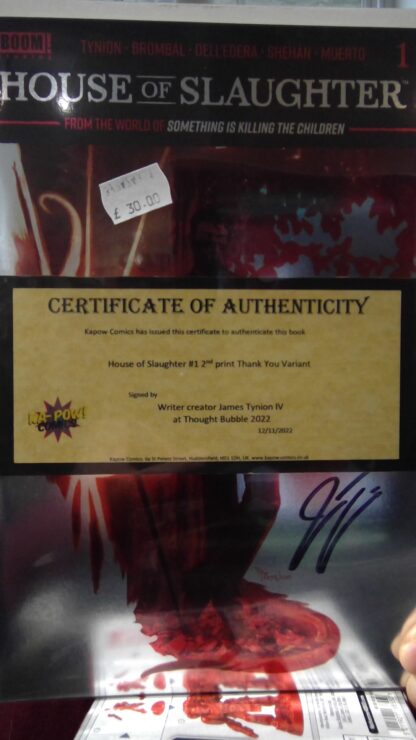 HOUSE OF SLAUGHTER #1 2nd PRINT "THANK YOU" VARIANT SIGNED BY JAMES TYNION IV